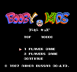 Booby Kids title screen for Famicom